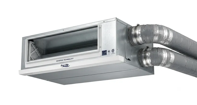 PUR AIR ducted concealed unit with insulated flex ducts