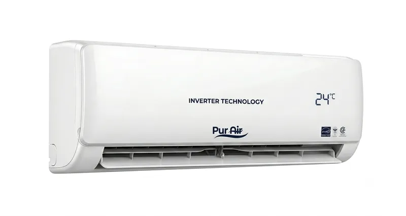 PUR AIR wall-mounted inverter unit with 24°C display
